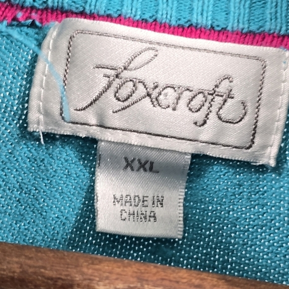 Foxcroft Sweater Womens XXL 2XL Blue Quarter Half Zip Pullover Cotton Mock - Picture 3 of 11